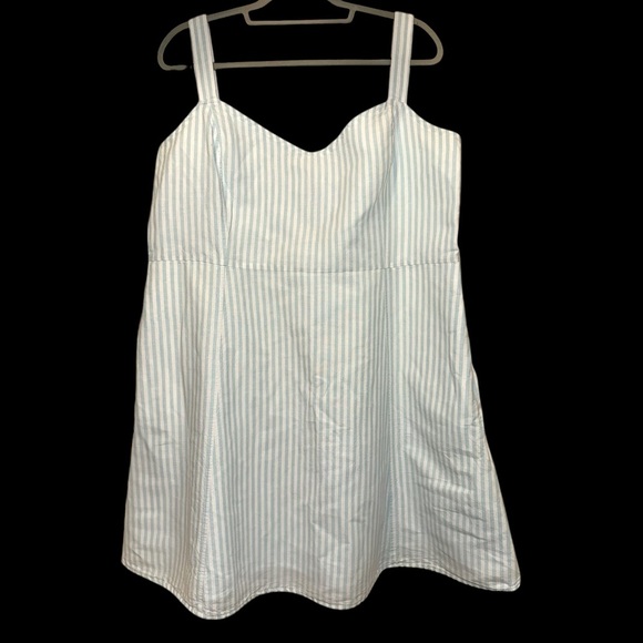 Gap Blue Striped Linen Sundress Fit & Flare Womens Sz 20 Preppy Summer Nautical‎ - Picture 1 of 10